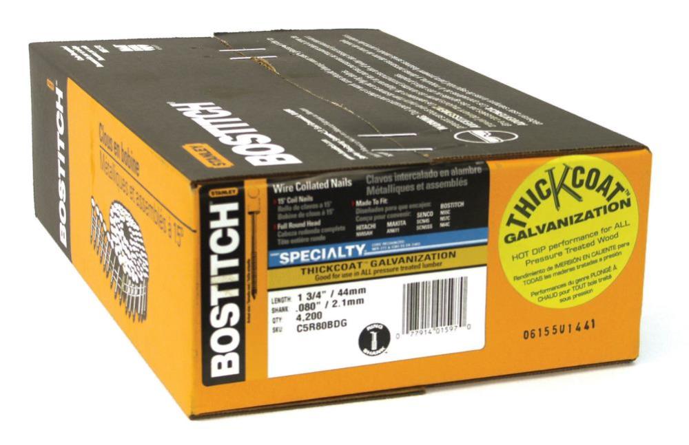 Bostitch 1-3/4 In. x .080 Galvanized Ring Shank Coil Nails - Flockneti