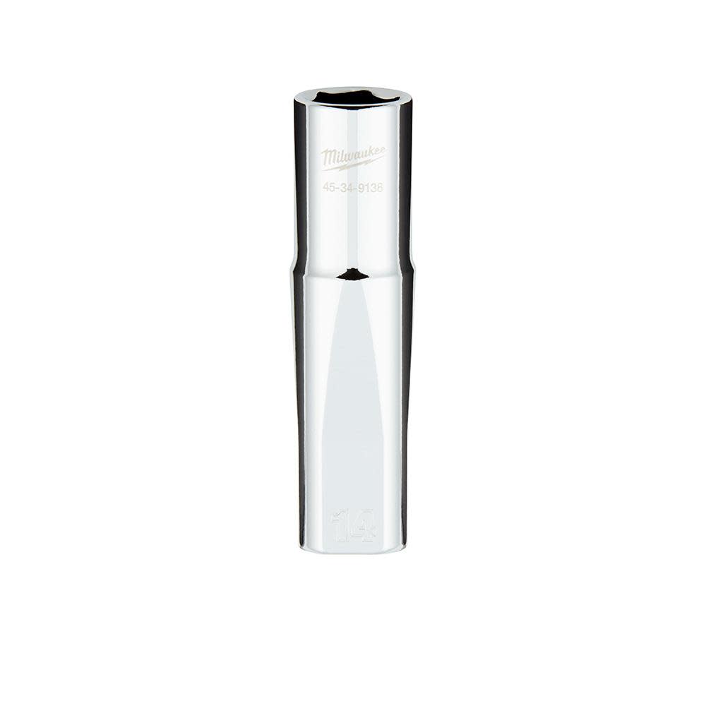 Milwaukee 1/2 in. Drive 14MM Metric 6-Point Deep Socket with FOUR FLAT Sides - Flockneti