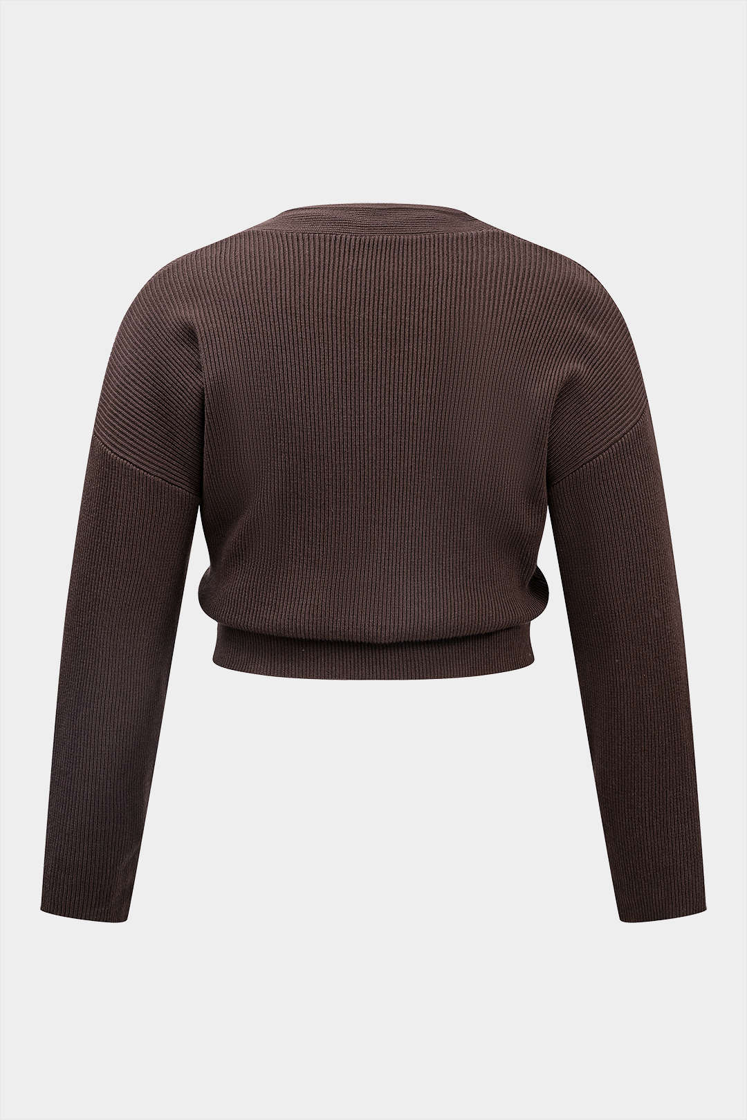 Plus Size Ribbed Knit Crop  Long-Sleeve Top - Flockneti