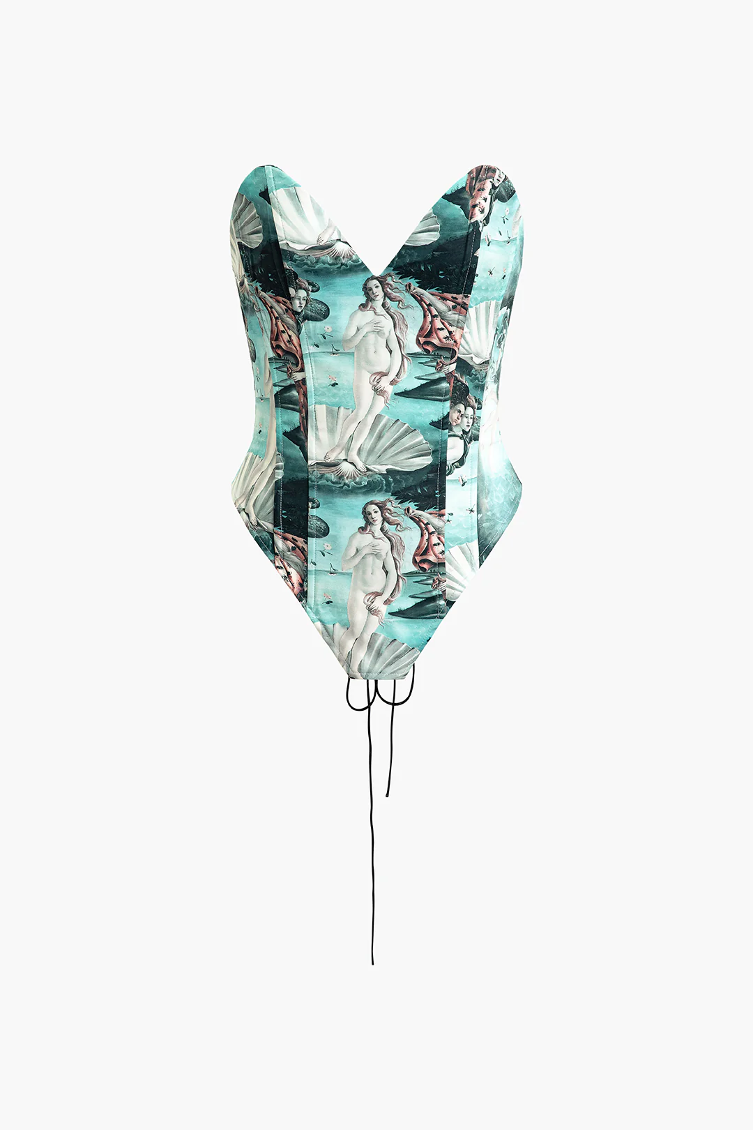 Shell Print Tie Up Sleeveless Bodysuit - Flockneti