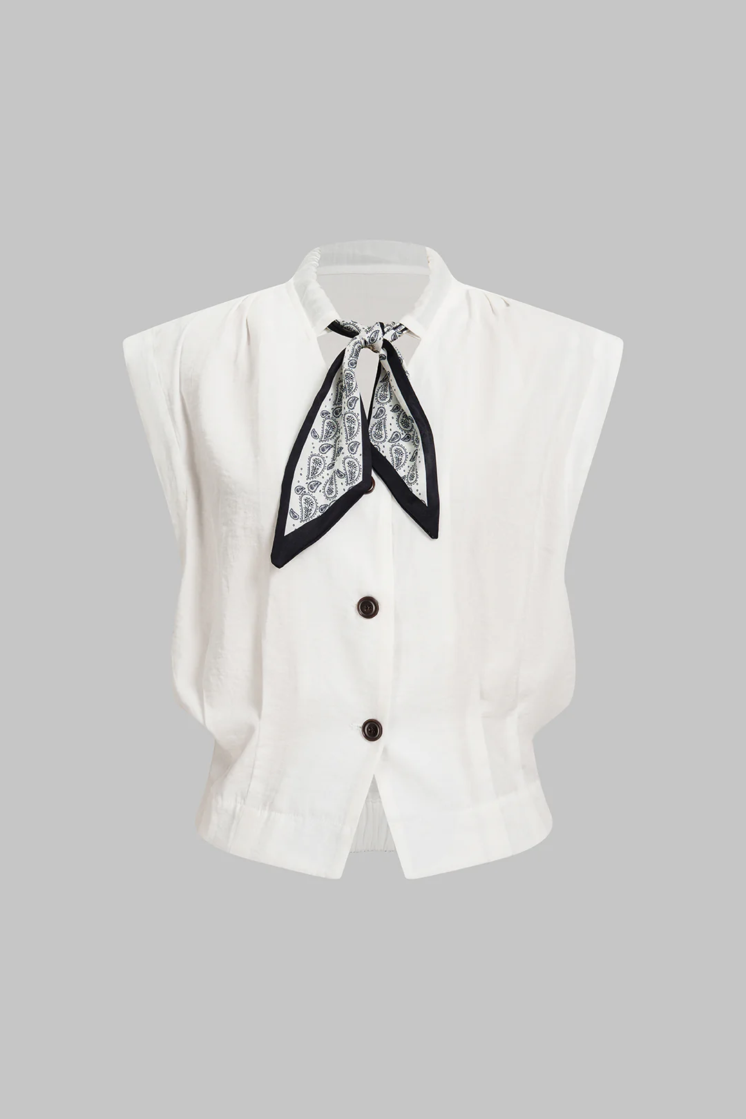 V-Neck Tie-Up Button Tank Top - Flockneti