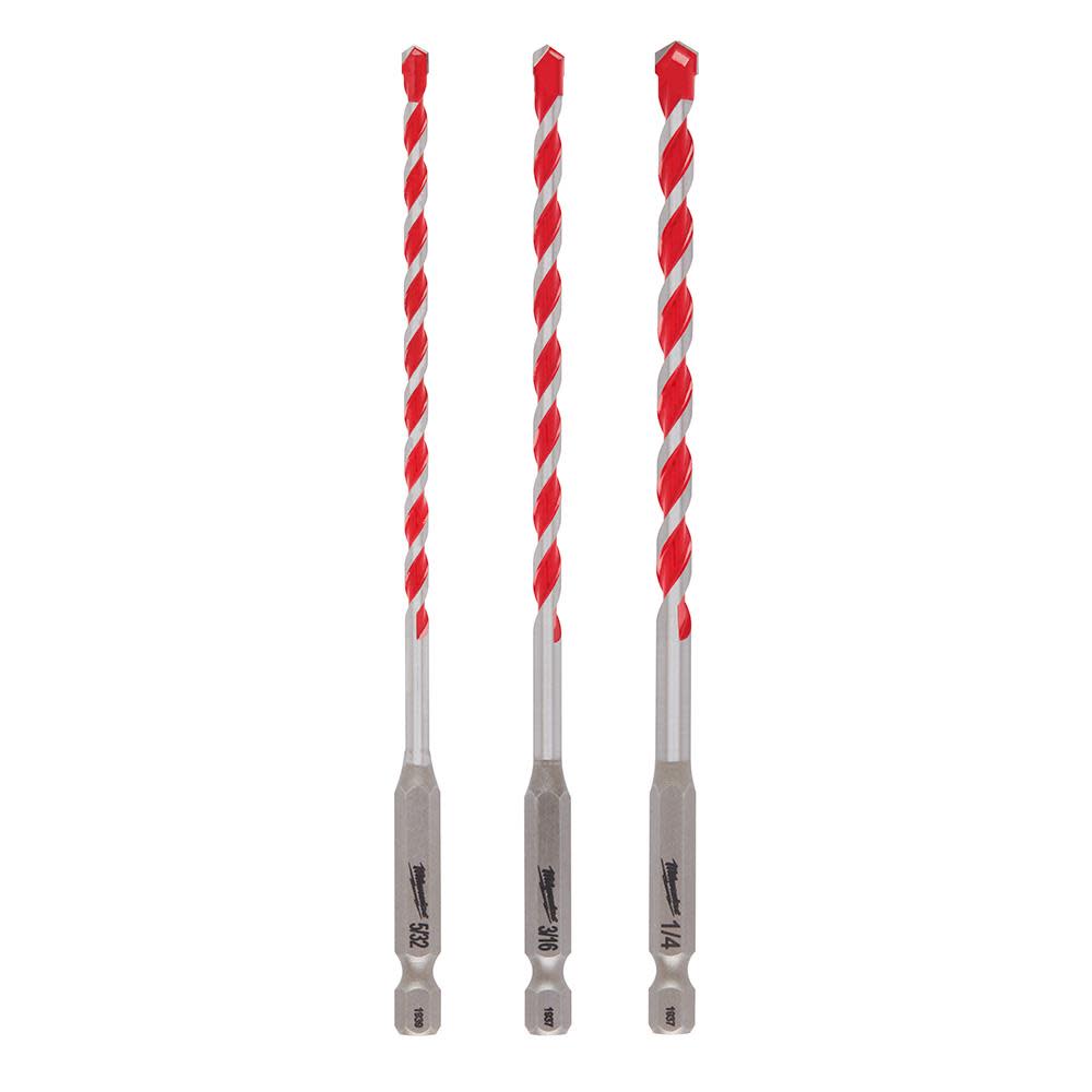 Milwaukee 3 pc SHOCKWAVE Carbide Hammer Drill Bit Kit - Flockneti
