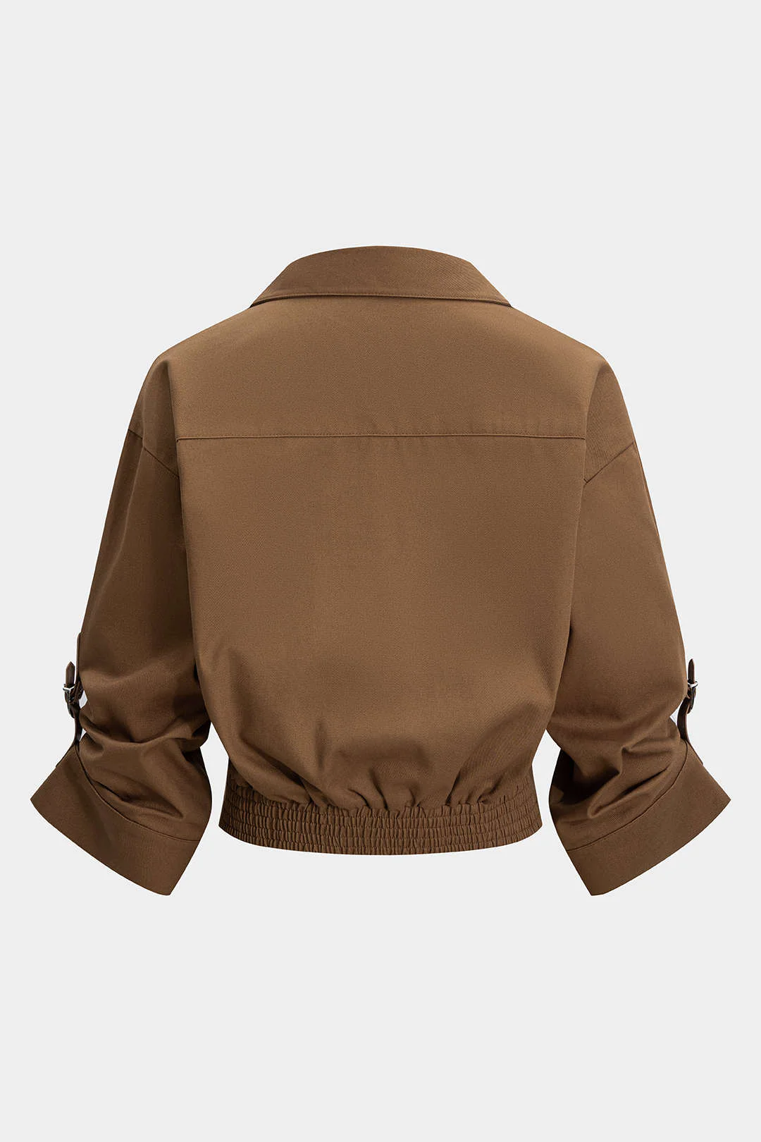 Button Ruched Short-Sleeve Shirt - Flockneti