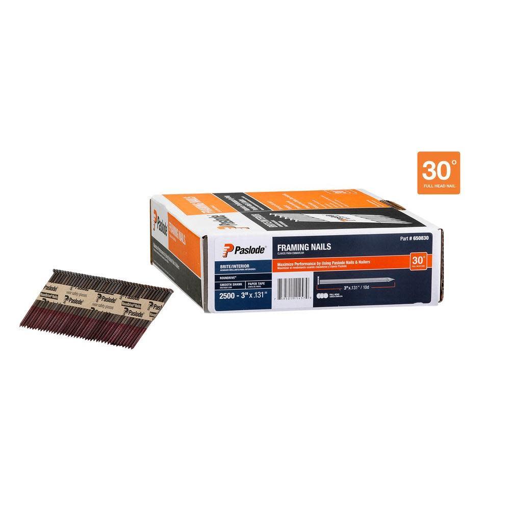 Paslode 3 x .131 Smooth Brite 30-Degree Framing Nails - Flockneti