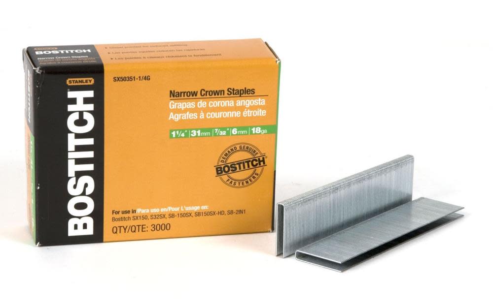Bostitch 1-1/4 In. 18 Gauge 7/32 In. Narrow Crown Finish Staple - Flockneti