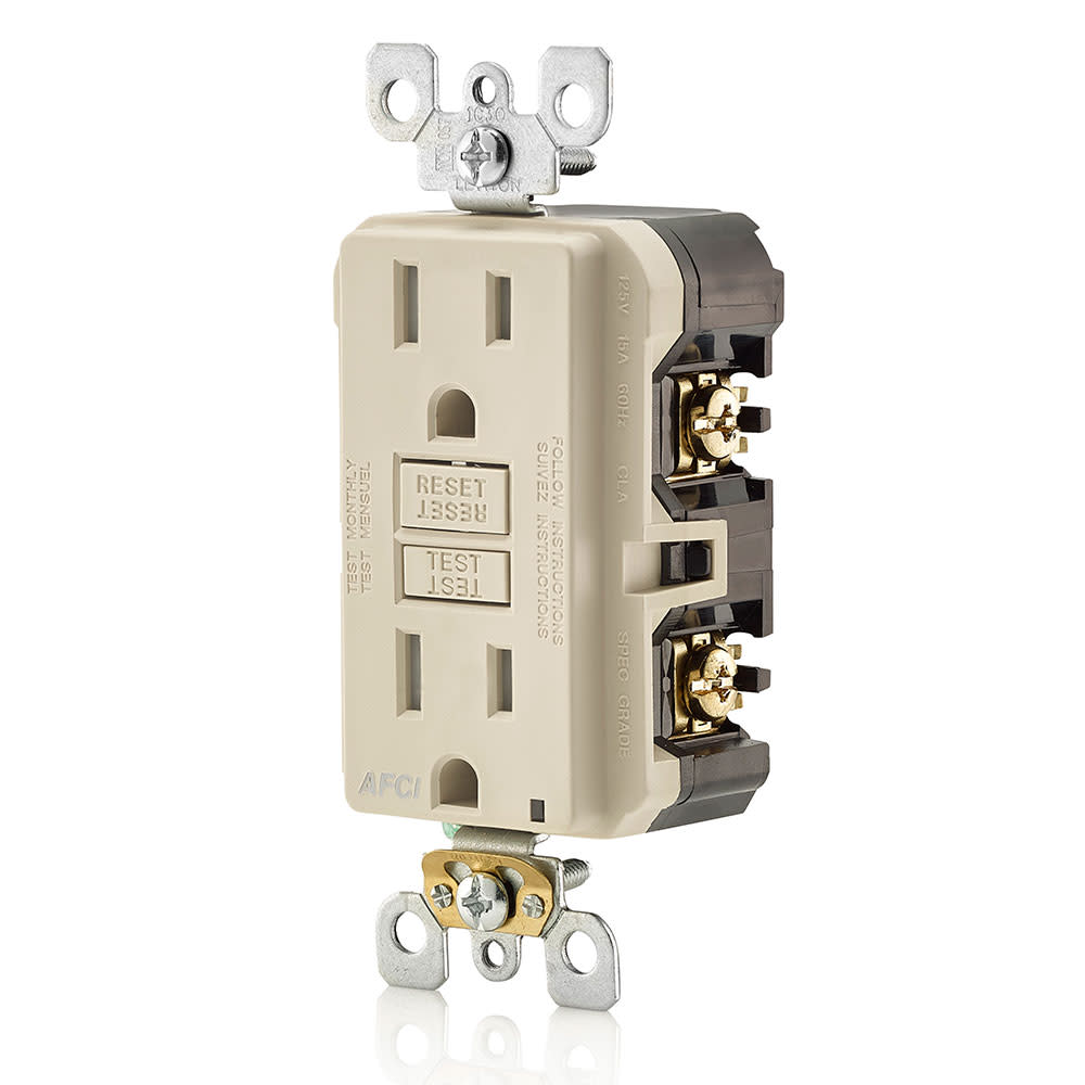 Leviton SmartlockPro AFCI Outlet 15A 120V Light Almond NEMA 5-15R - Flockneti
