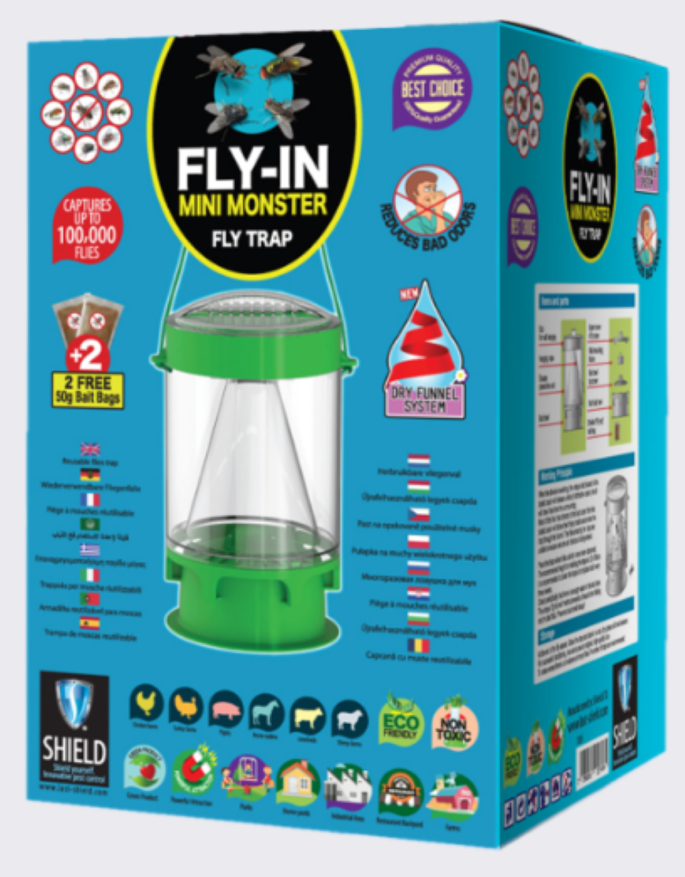 Last Shield Mini Monster Reusable Fly Trap - Flockneti