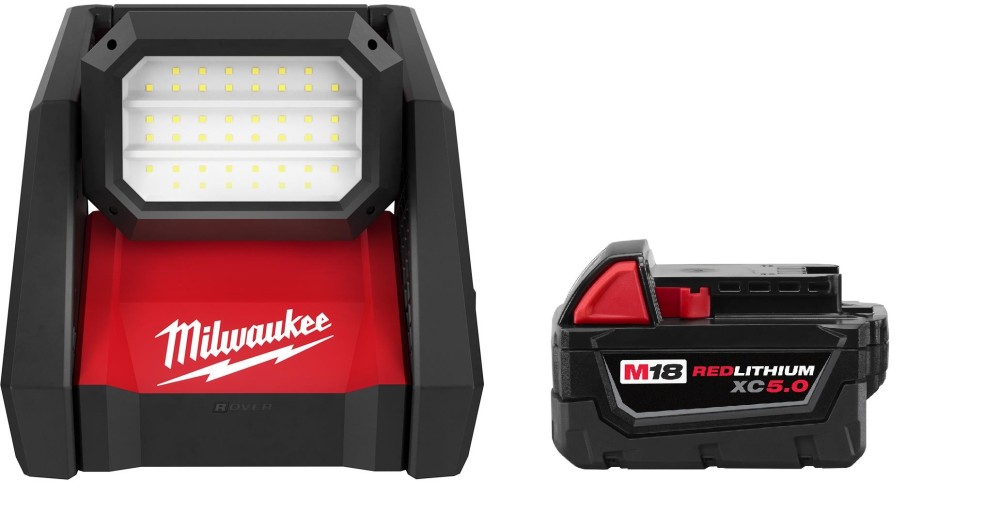 Milwaukee M18 ROVER Dual Power Flood Light with REDLITHIUM XC Battery Bundle - Flockneti