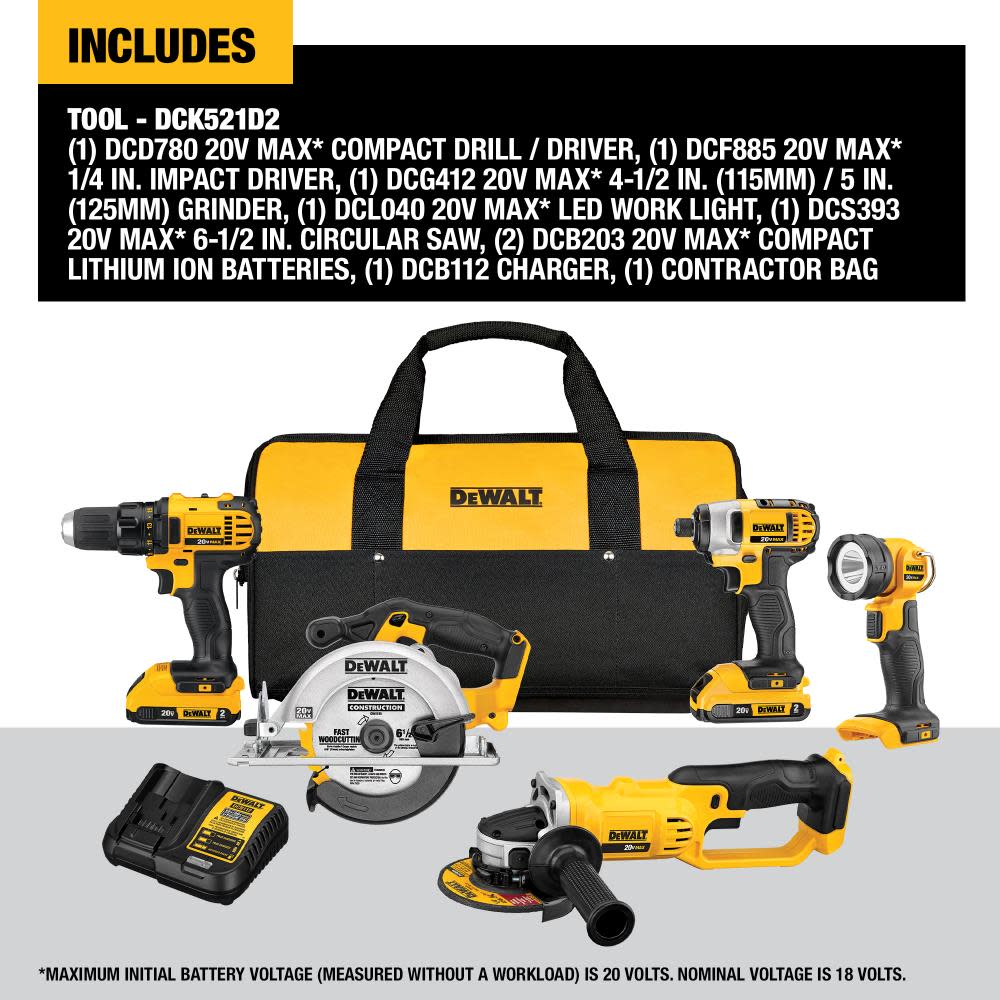 DEWALT 20V MAX Compact 5-Tool Combo Kit - Flockneti