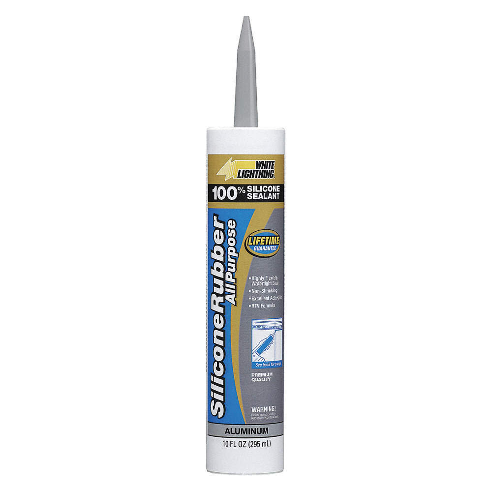 White Lightning 10 Oz Aluminum All Purpose RTV Silicone Rubber Sealant - Flockneti
