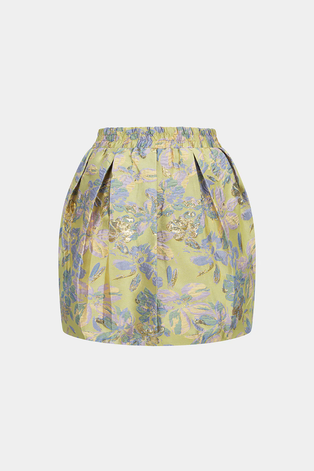Floral Print Jacquard Shirred Waistband Skirt - Flockneti