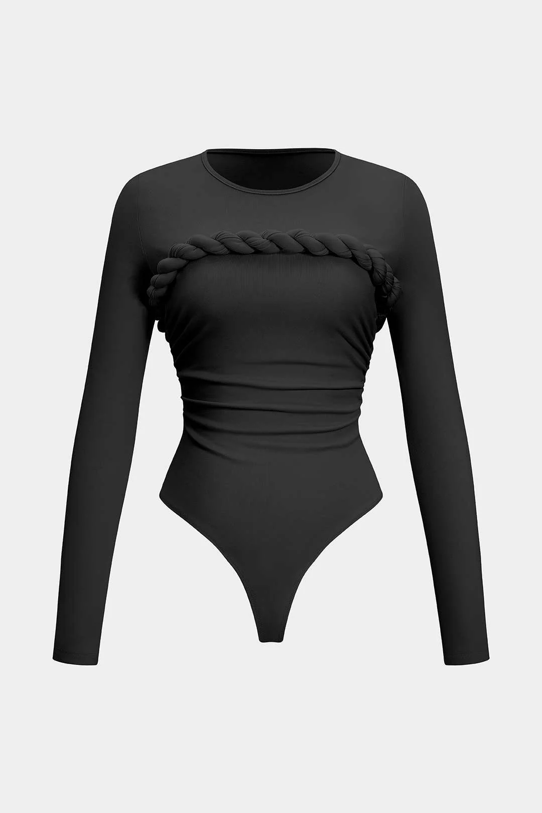 Twist Knot Ruched Long-Sleeve Bodysuit - Flockneti