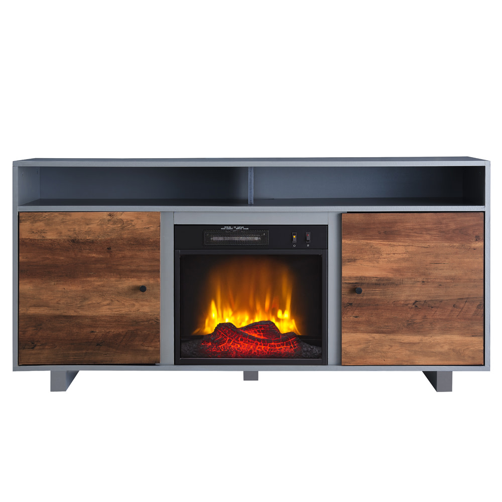 Hearthpro Console Style Media Electric Fireplace Closed Abrasive Grain Coat Storage - Flockneti