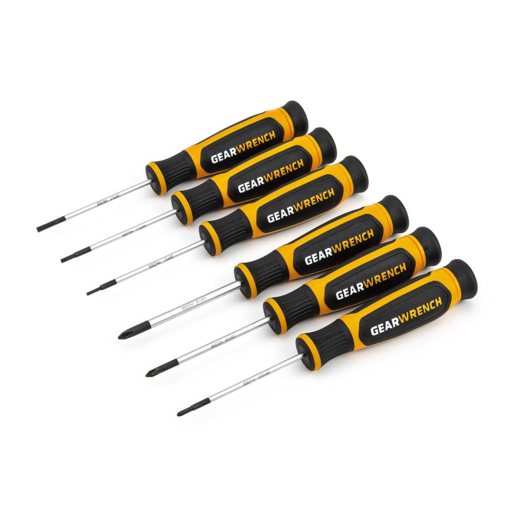 GEARWRENCH 6 Pc Phillips/Slotted Mini Dual Material Screwdriver Set - Flockneti