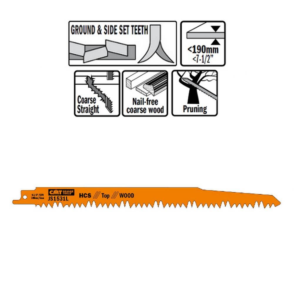 CMT HCS Reciprocating Saw Blades for Wood 8-1/2 In. 5 TPI – 5 pack - Flockneti