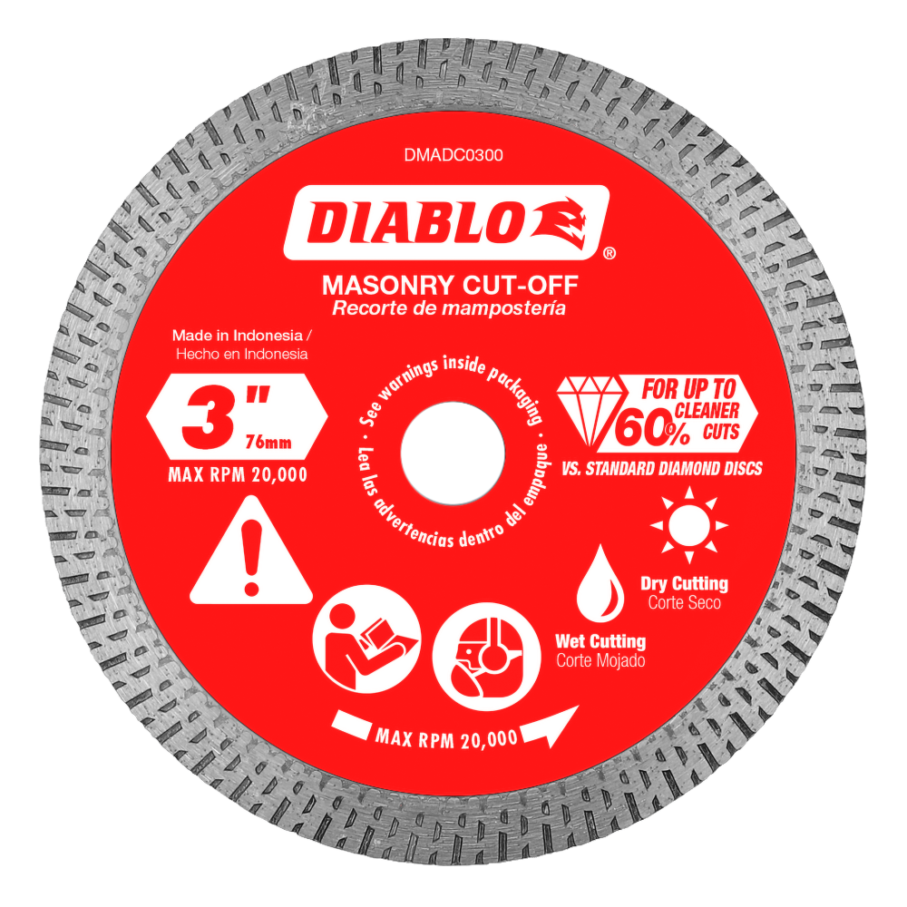 Diablo Tools 3″ Diamond Continuous Rim Cut Off Discsfor Masonry - Flockneti