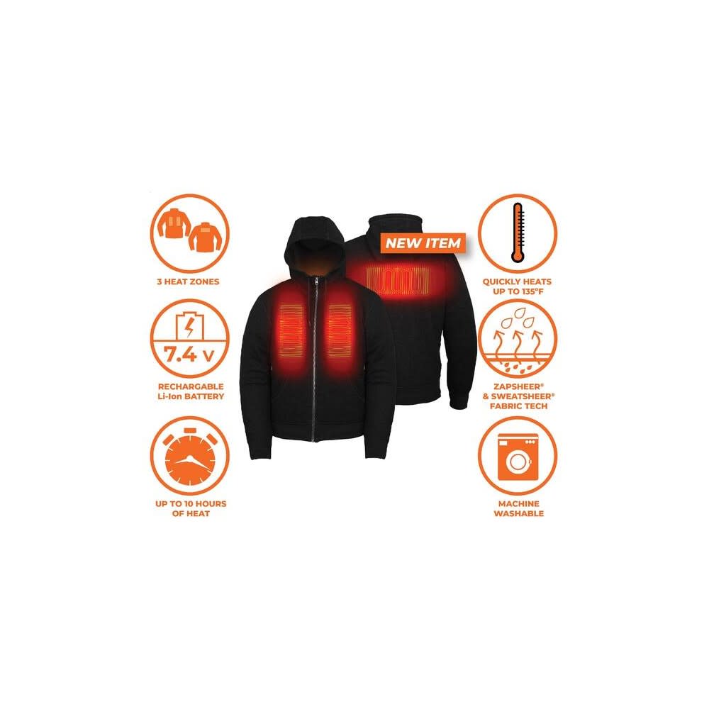Mobile Warming Hoodie Mens Black XL - Flockneti