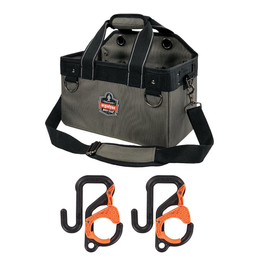 Ergodyne Arsenal 5846 Gray Bucket Truck Small Tool Bag with Bucket Hooks Kit - Flockneti