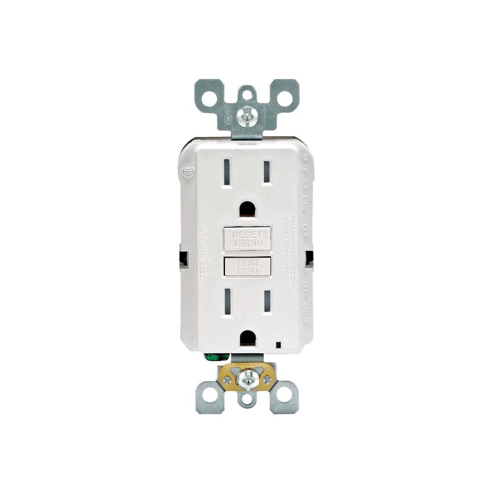Leviton SmartlockPro GFCI Outlet 15A 125V Duplex White NEMA 5-15R - Flockneti