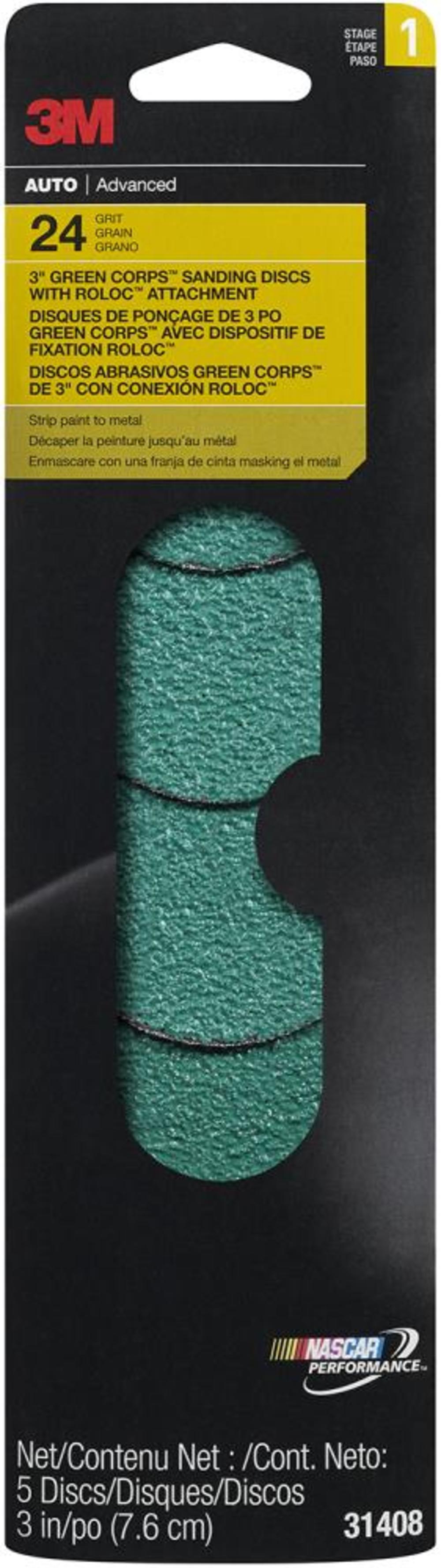 3M Sanding Discs with Attachment 3 in. 24 Grit 10 Packs Per Case - Flockneti