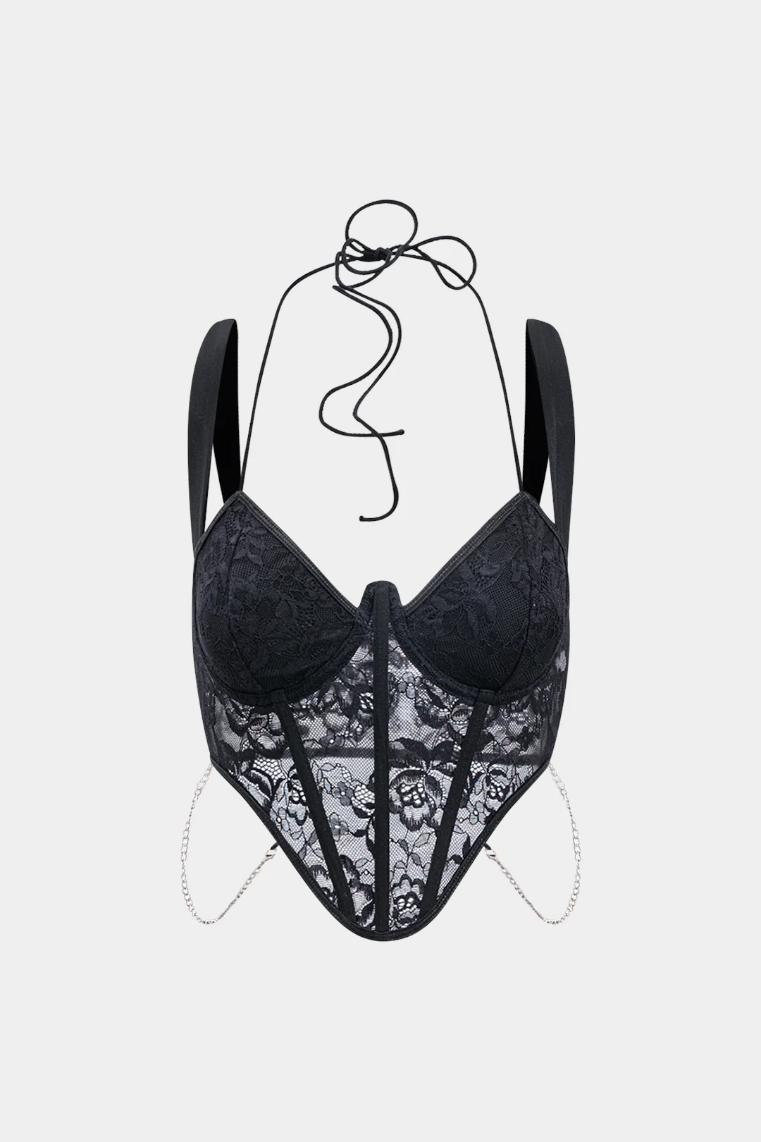 Lace Halter Neck Tie Up Cami Top - Flockneti