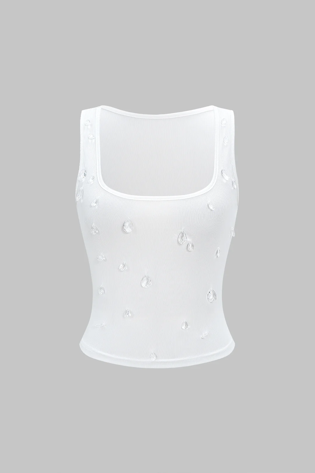 Rhinestone Decor Square Neck Tank Top - Flockneti