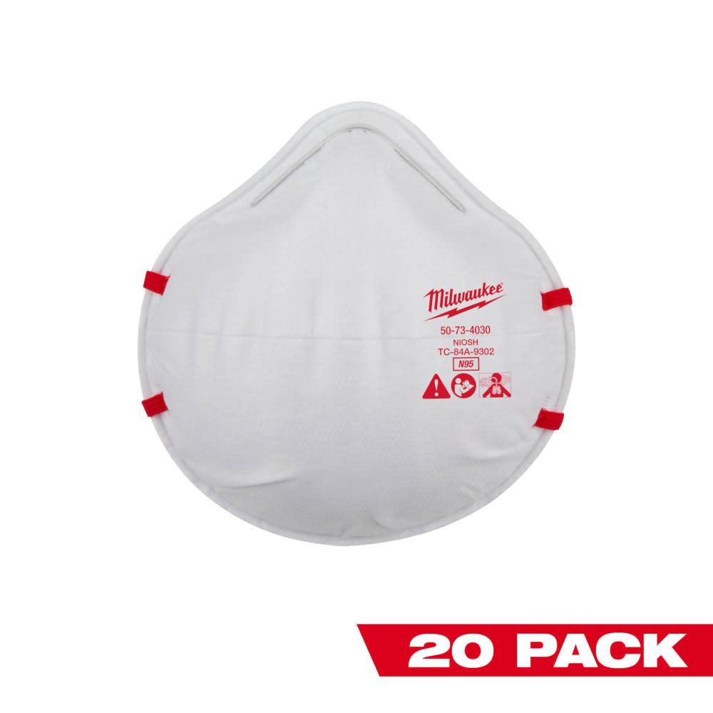 Milwaukee N95 Respirator 20pk - Flockneti