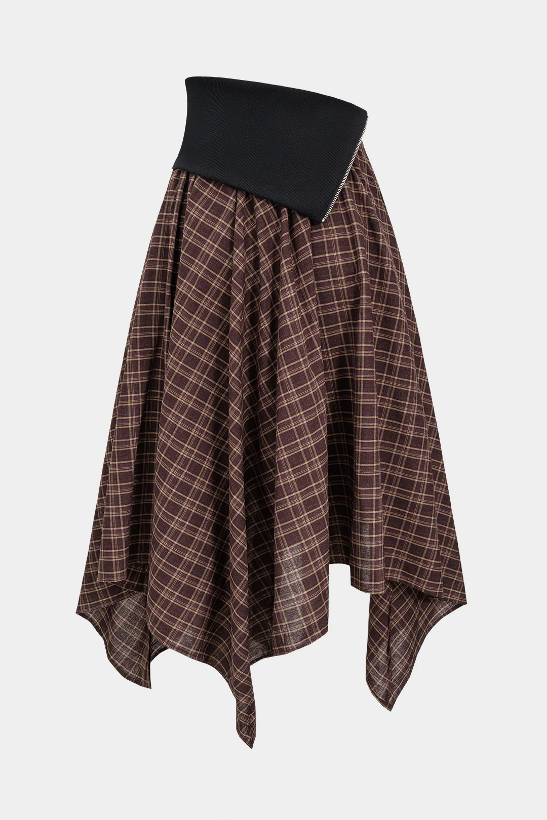 High Waist Patchwork Irregular Hem Skirt - Flockneti