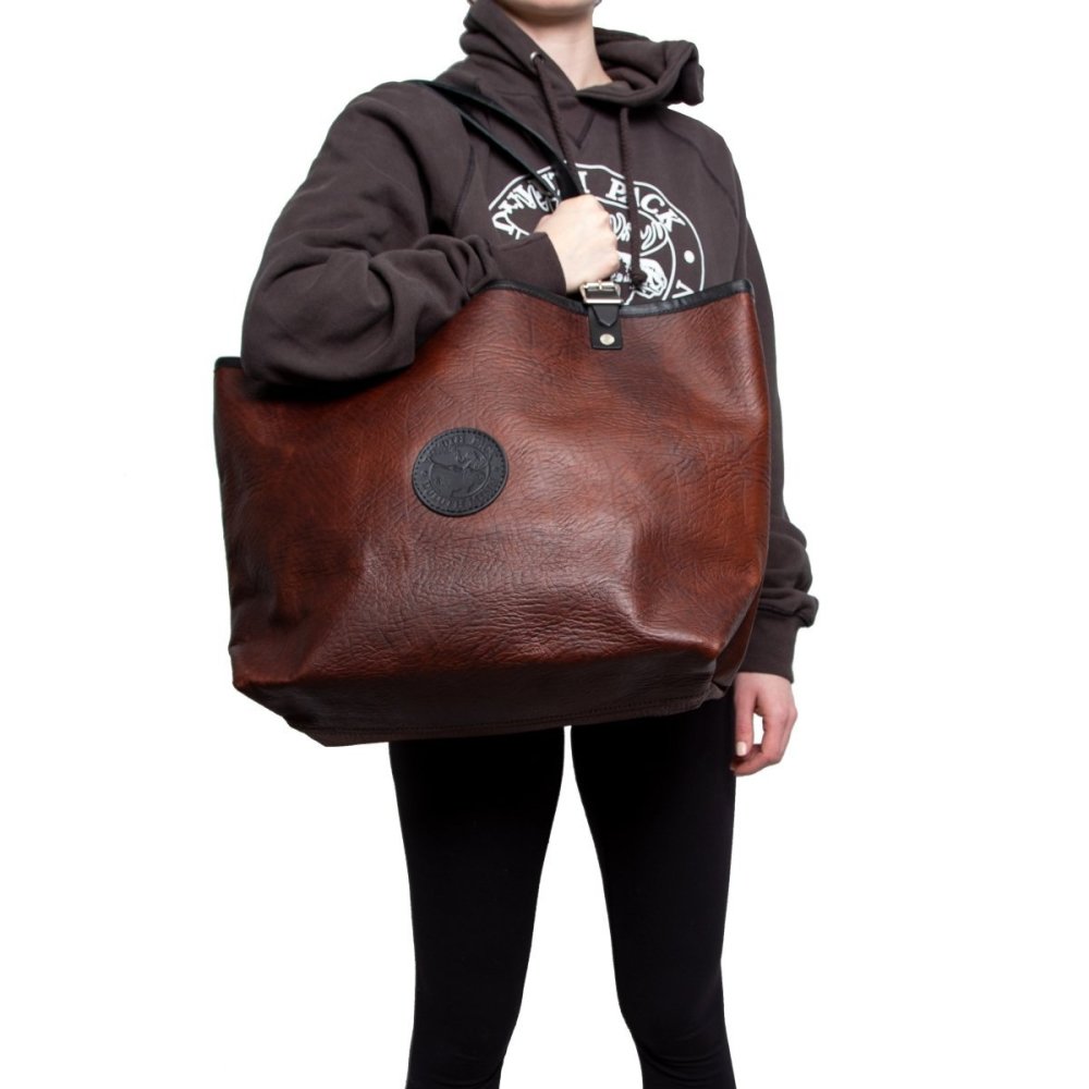 Duluth Pack 33 Liter Capacity Black Trim Bison Leather Market Tote - Flockneti