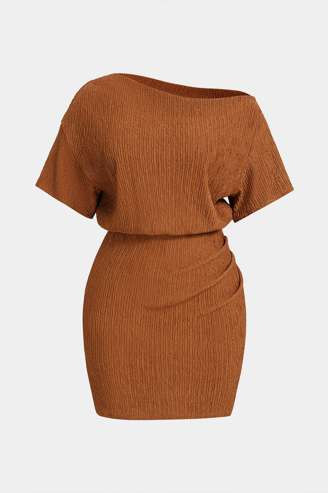 Plus Size One Shoulder Short Sleeve Mini Dress - Flockneti