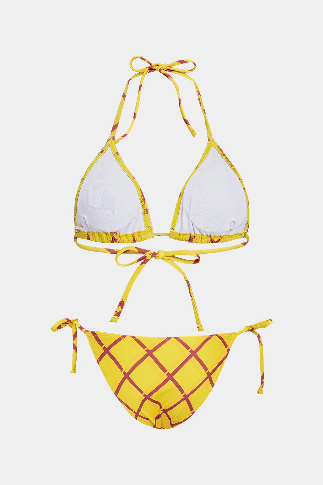 Plaid Print Halter Neck Tie-Up Bikini Set - Flockneti