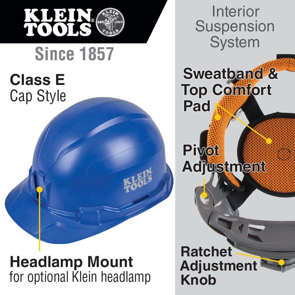 Klein Tools Hard Hat Non-vented Cap Style Blue - Flockneti