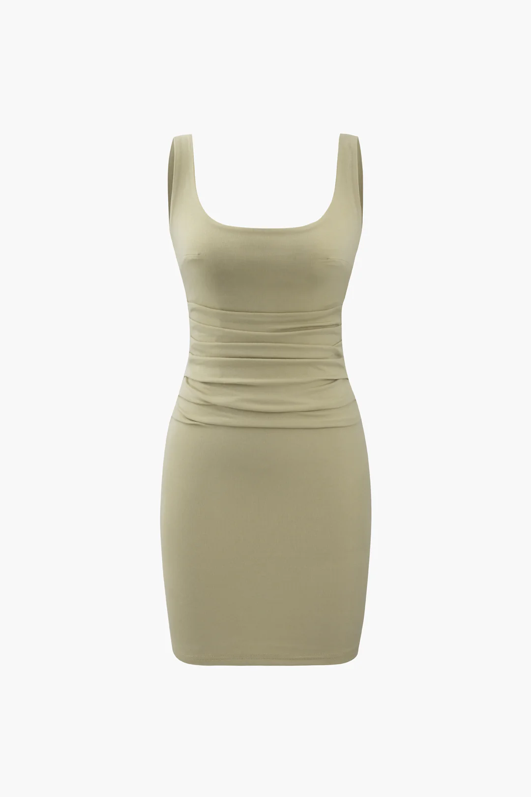 Square Neck Ruched Sleeveless Mini Dress - Flockneti