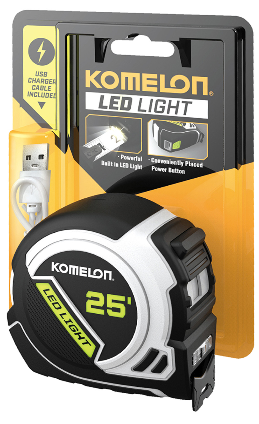 Komelon 25′ x 1″ LED Lighted Tape Measure - Flockneti