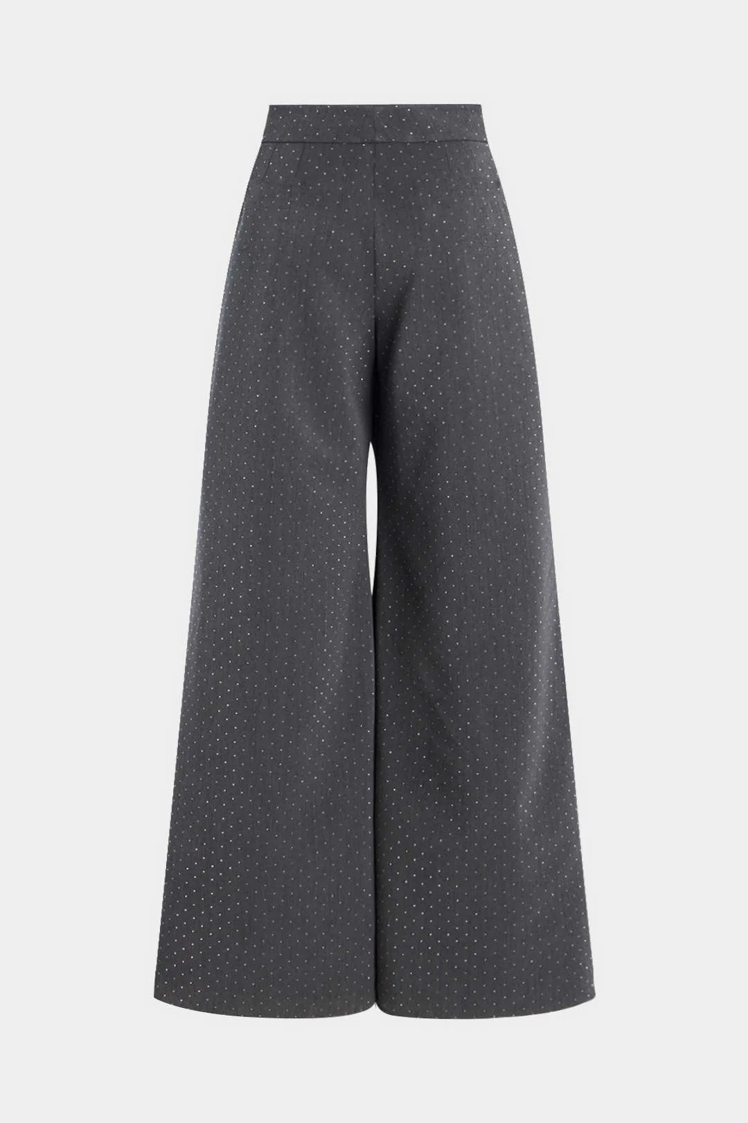 Diamond Print Rhinestone Pocket Wide Leg Trousers - Flockneti