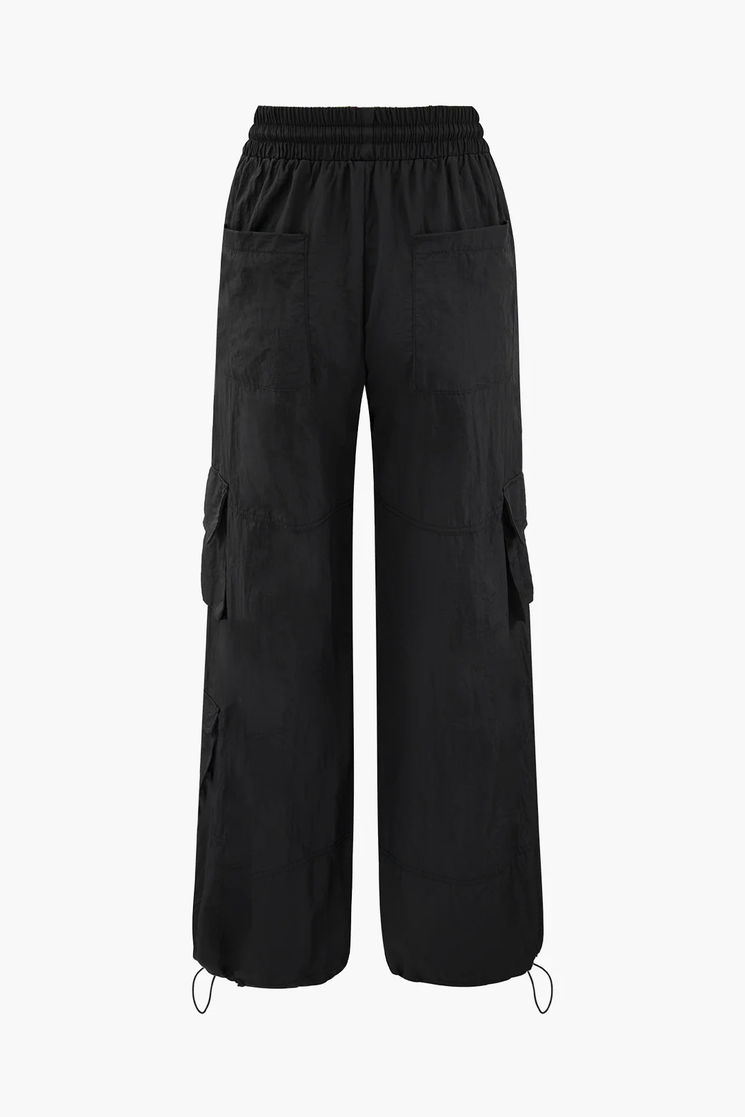 Solid Drawstring Pocket Straight Leg Pants - Flockneti