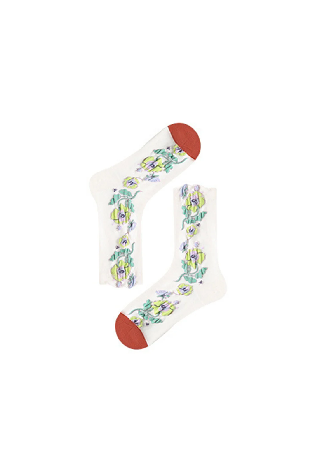 Contrast Floral Print Mid-Calf Socks - Flockneti