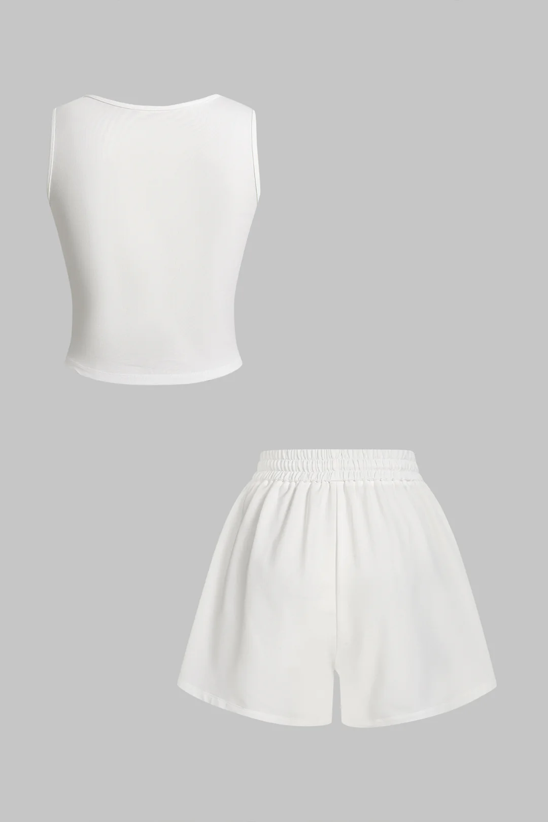 Contrast Striped Round Neck Sleeveless Tank Top And Drawstring Wide Leg Shorts Set - Flockneti