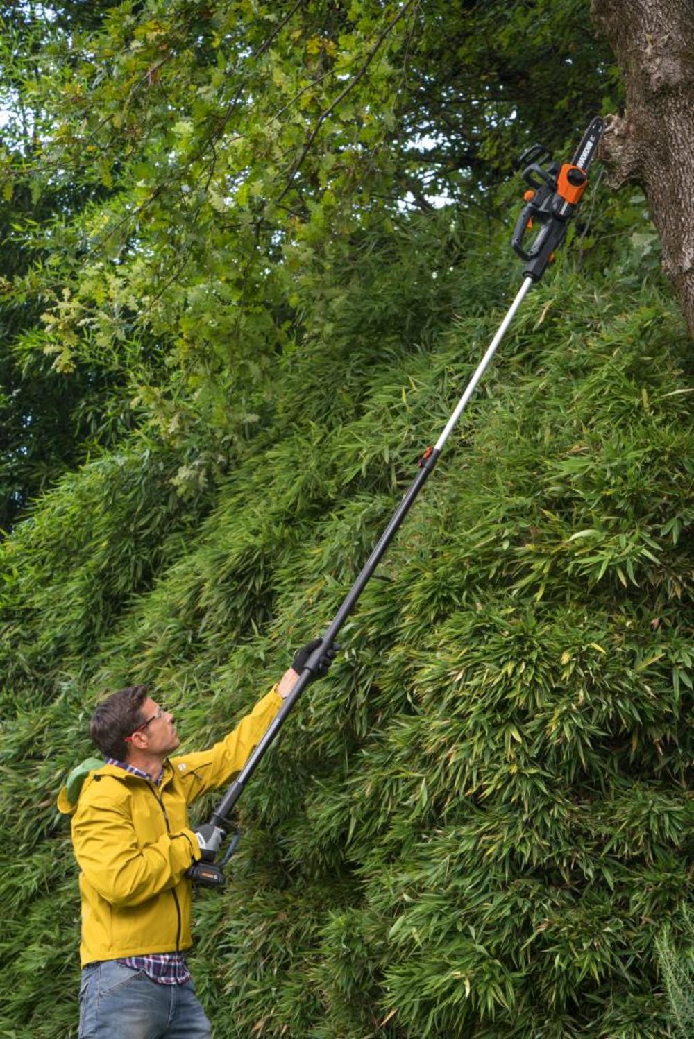 Worx POWER SHARE 20-Volt 10in. Cordless Pole Saw with 10 ft Extension and Detachable Chain Saw (Battery and Charger Included) - Flockneti