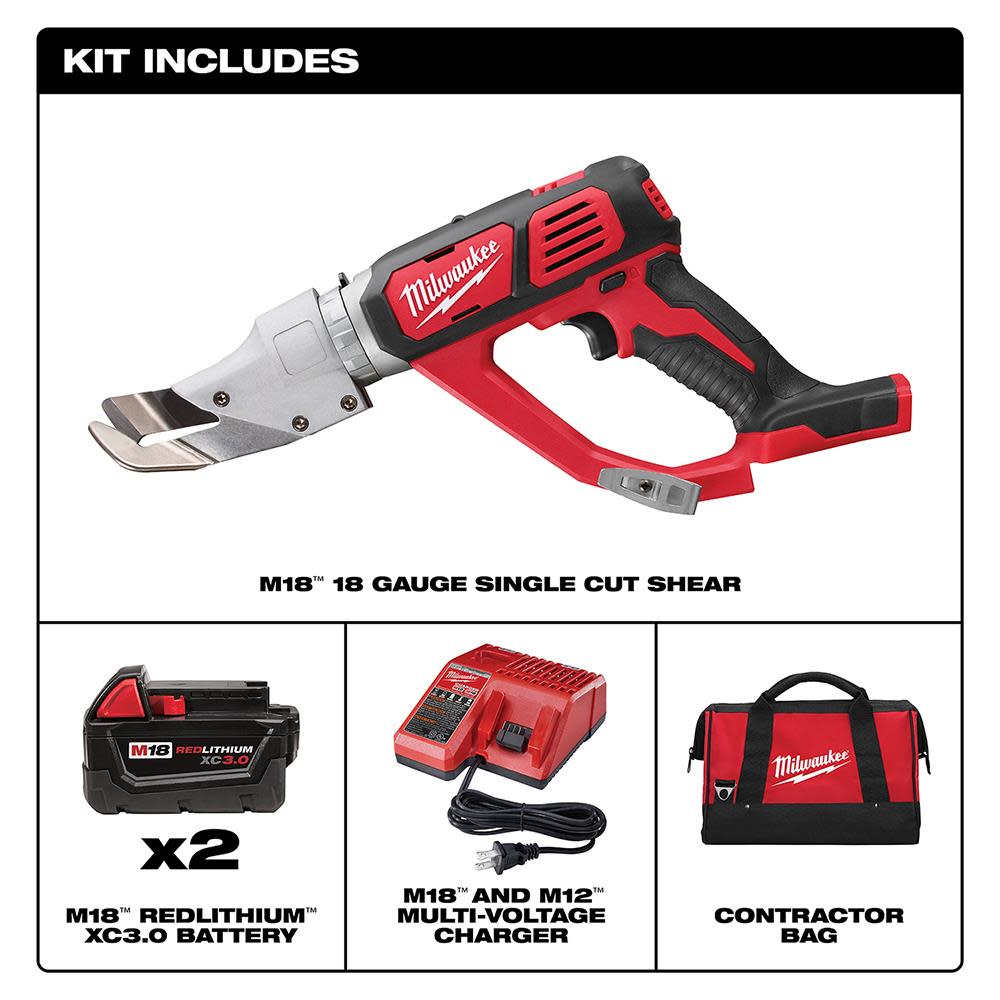 Milwaukee M18 Cordless 18 Gauge Single Cut Shear Kit - Flockneti
