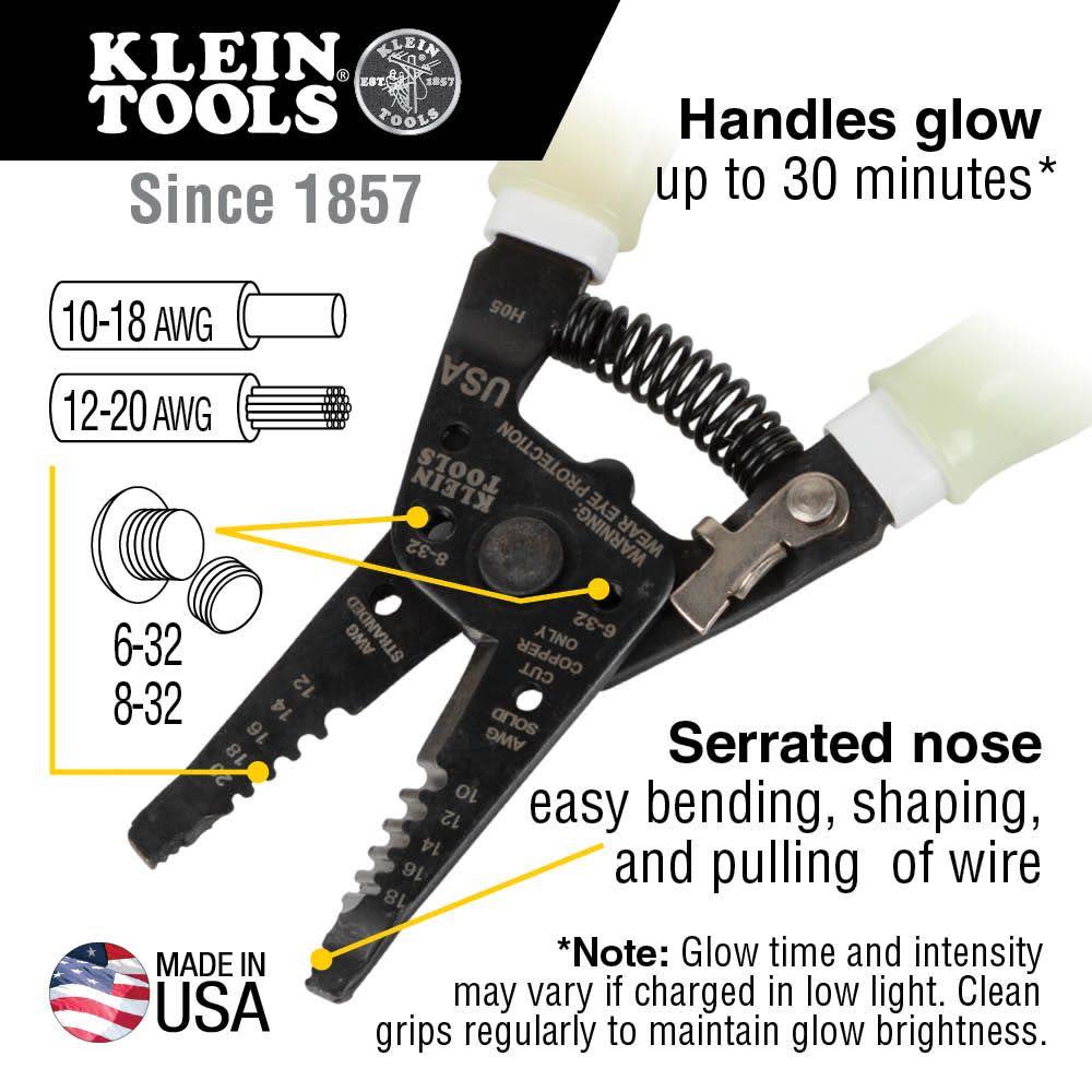 Klein Tools Wire Stripper with Glow Grips - Flockneti