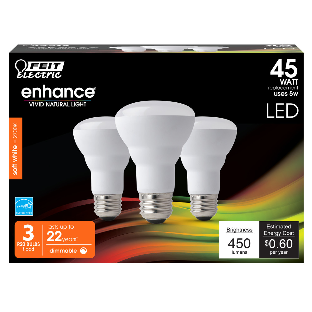 Feit Electric 45W Enhance R20 2700K Reflector LED Bulb 3pk - Flockneti