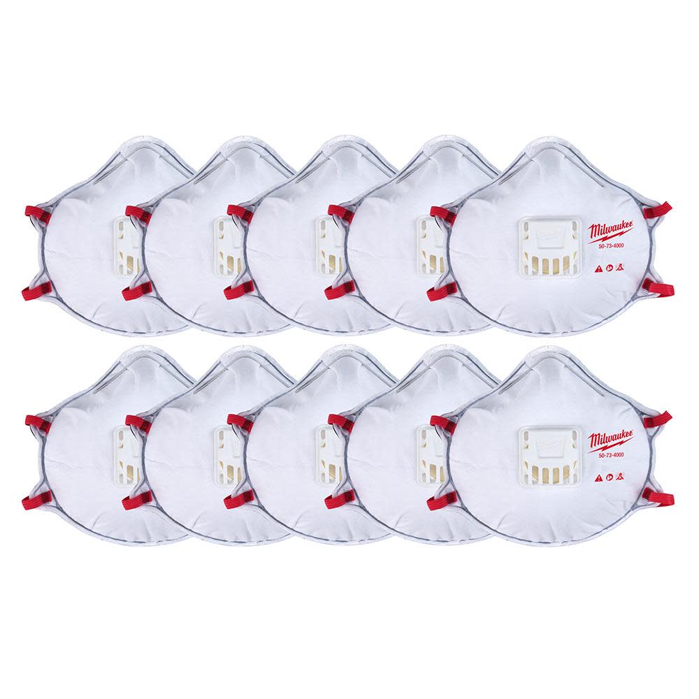 Milwaukee 10pk N95 Valved Respirator with Gasket - Flockneti