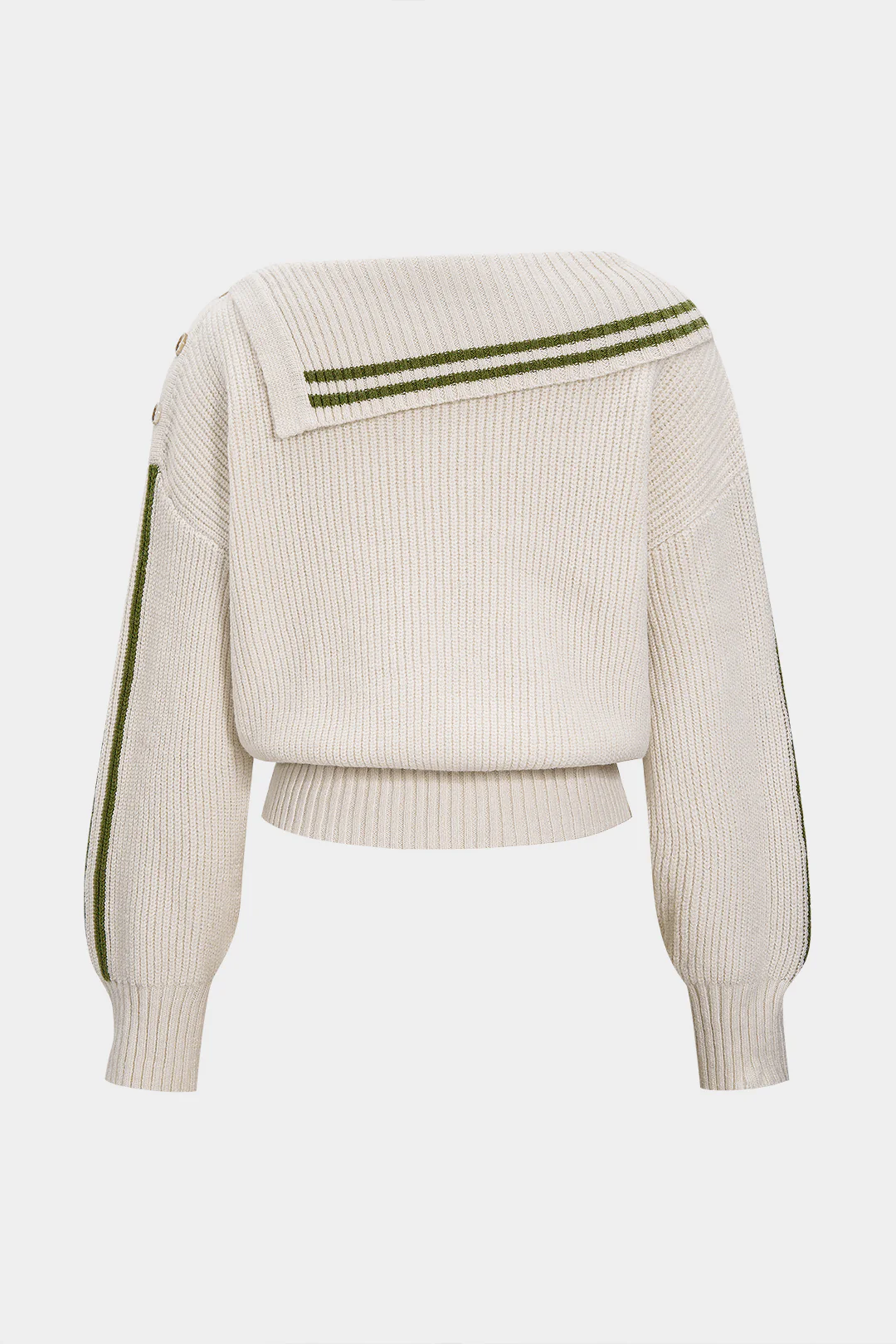 Knit Contrast Binding Asymmetrical Ribbed Long-Sleeve Top - Flockneti