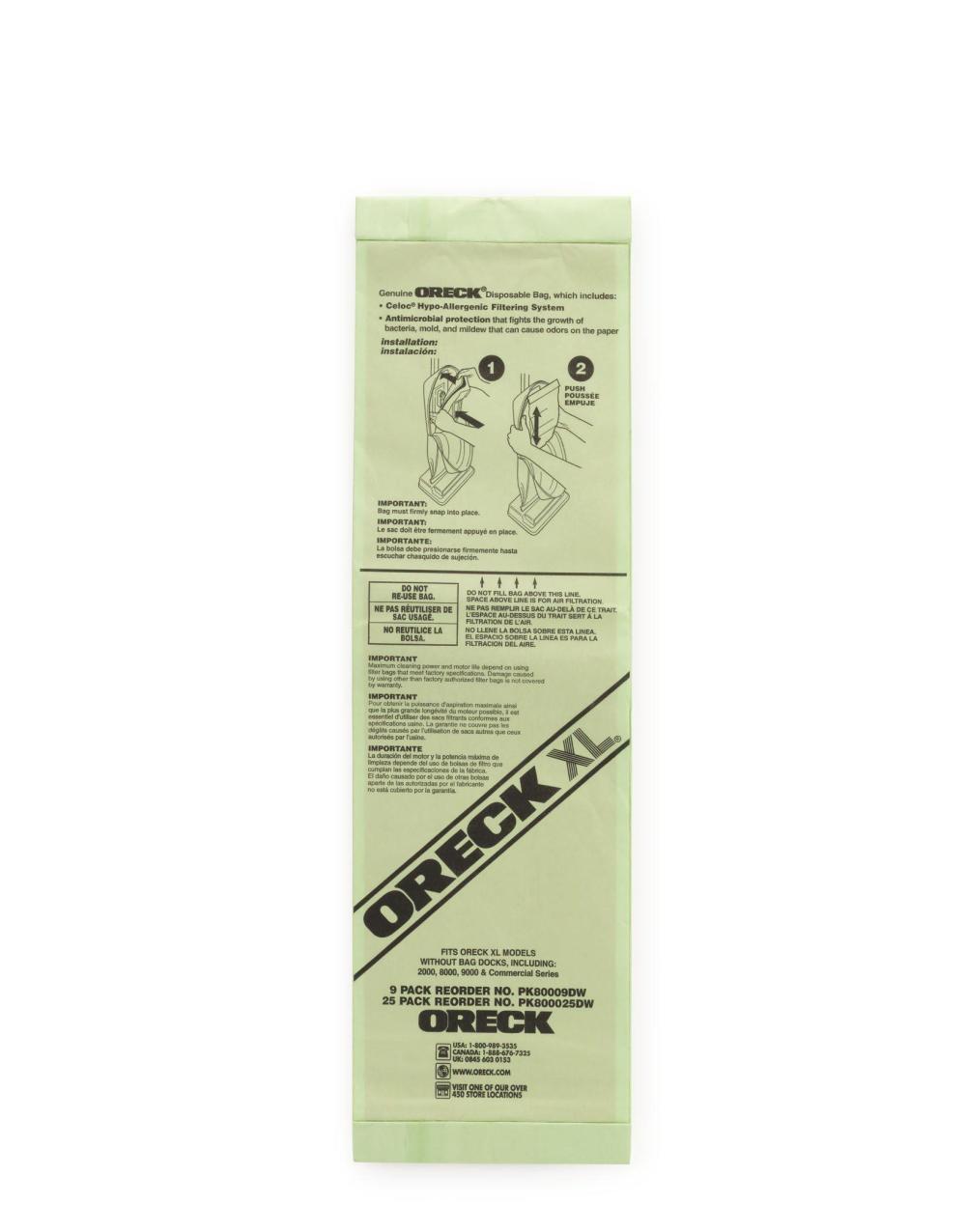 Oreck Hypo Allergenic Upright Bag – 9 Pack - Flockneti