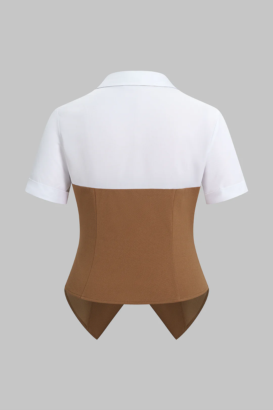 Plus Size Contrast Button Short Sleeve Shirt - Flockneti