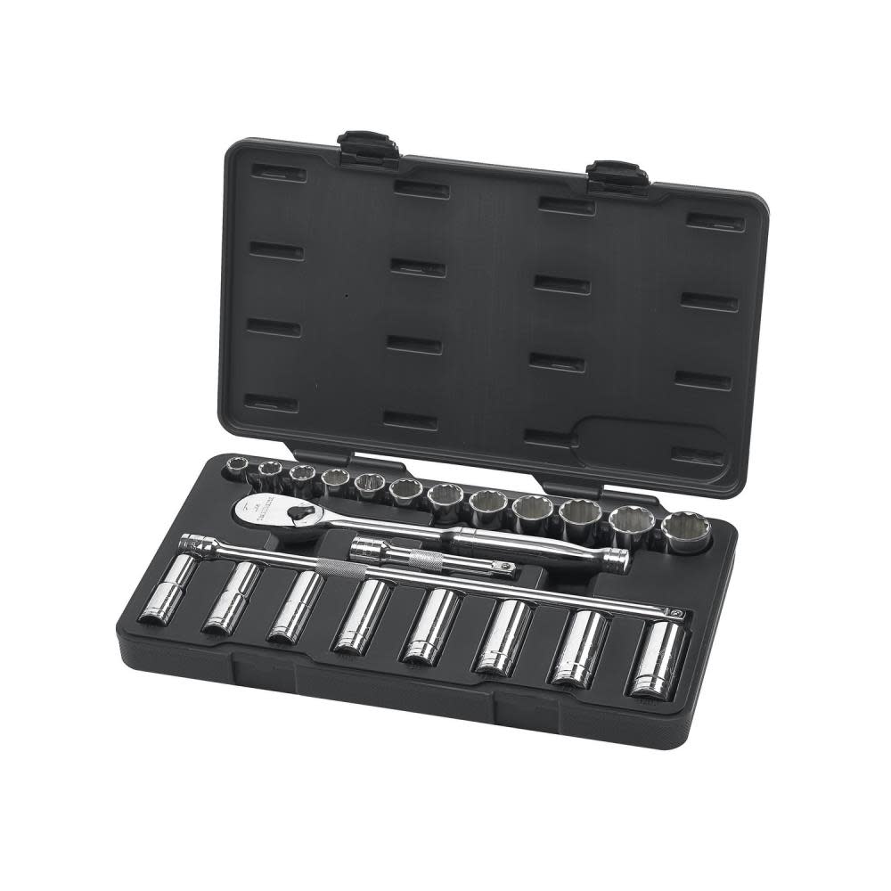 GEARWRENCH 23 Piece 1/2″ Drive 6 Point Standard & Deep Mechanics Tool Set SAE - Flockneti