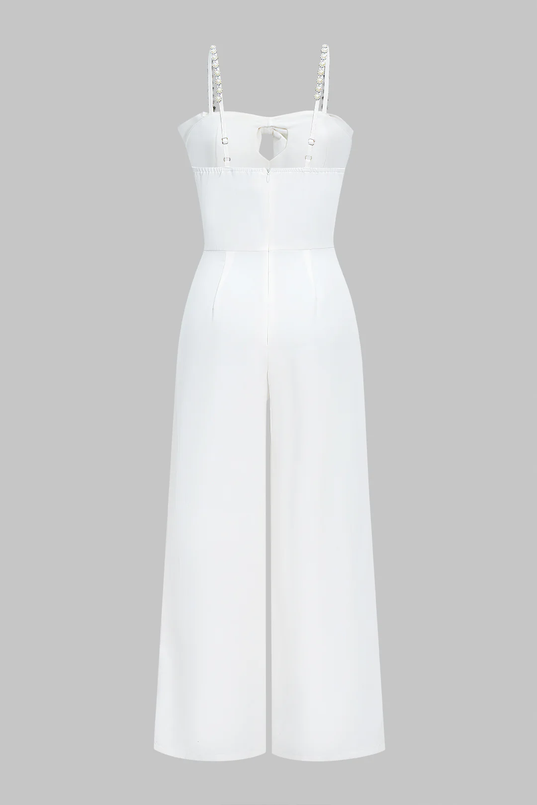 Pearl Decor Bow Slip Sleeveless Wide Leg Jumpsuit - Flockneti