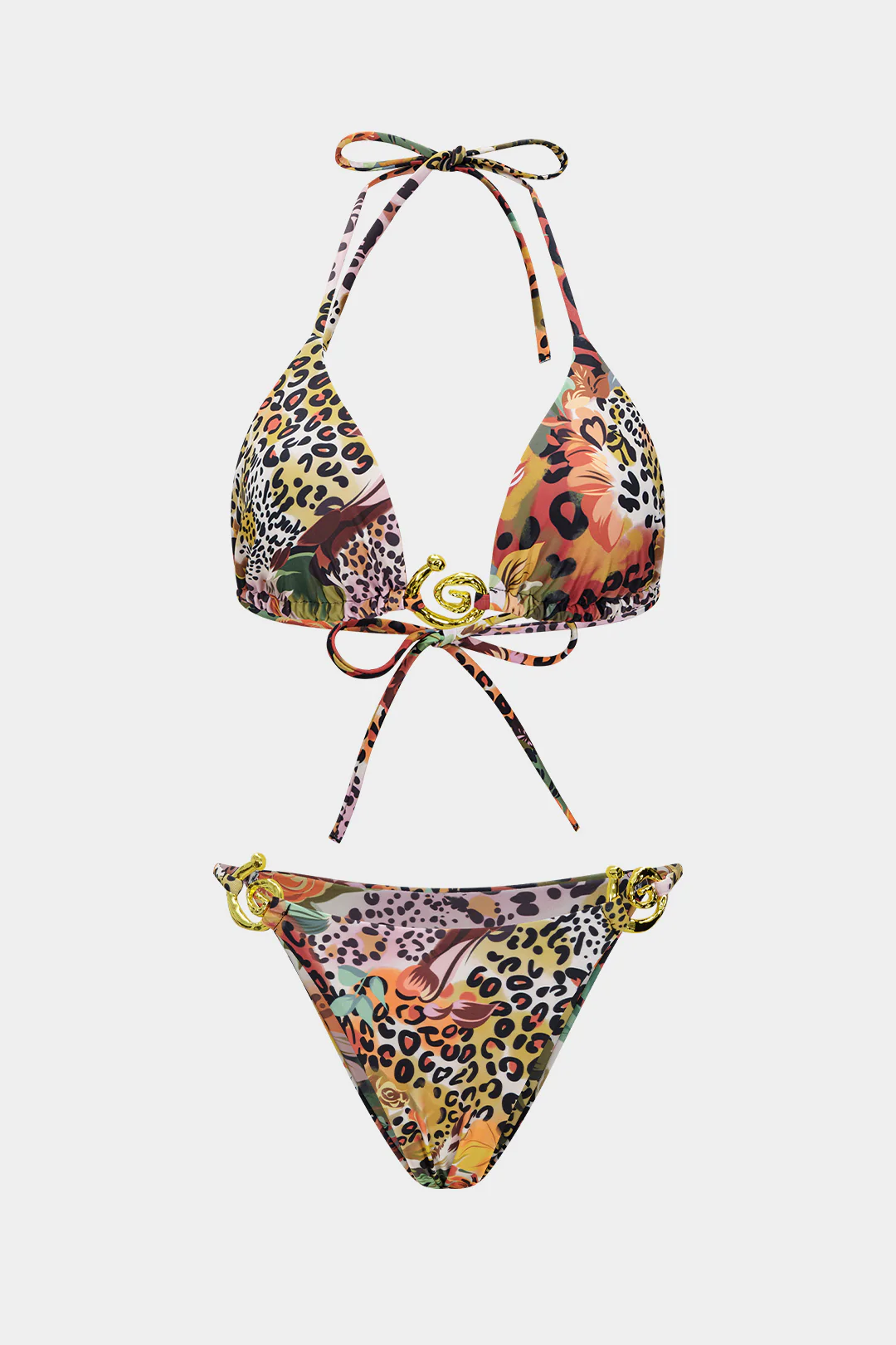 Leopard Print Tie-Up Bikini Set - Flockneti