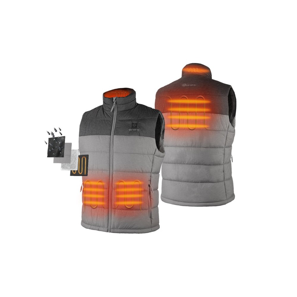 ORORO Mens Flecking Gray Classic Heated Vest Kit Medium - Flockneti